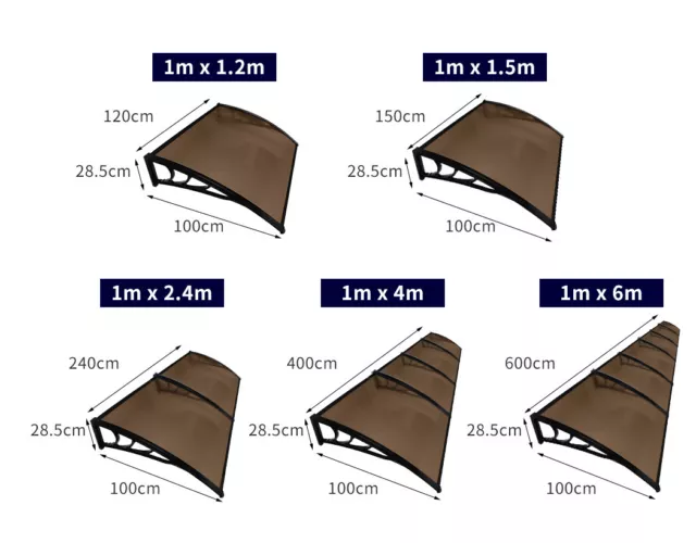 Mountview Window Door Awning Canopy Outdoor UV Patio Rain Cover DIY 1M X 1.2-6M 2