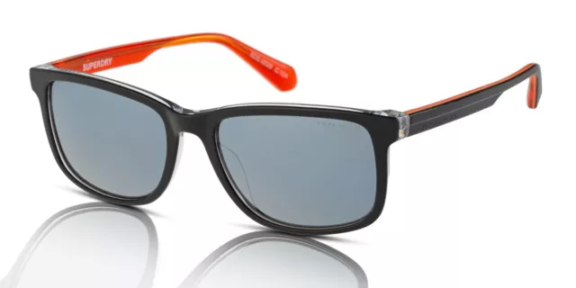 Superdry SDS-5029 Herren Sonnenbrille 104 Schwarz-Orange/Silber Spiegel