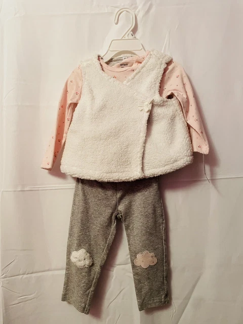 New Carter's 3 Pc Baby Girl Infant Pants Bodysuit Vest Set Outfit 12 Months