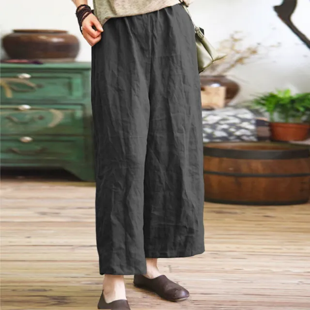 Women Pants Summer Cotton Linen Comfortable Linen Loose Cropped Casual Home