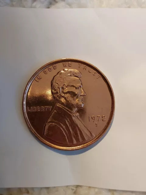 1972 S Lincoln Memorial Penny Style #12 3" Novelty Coaster Paperweight Medal