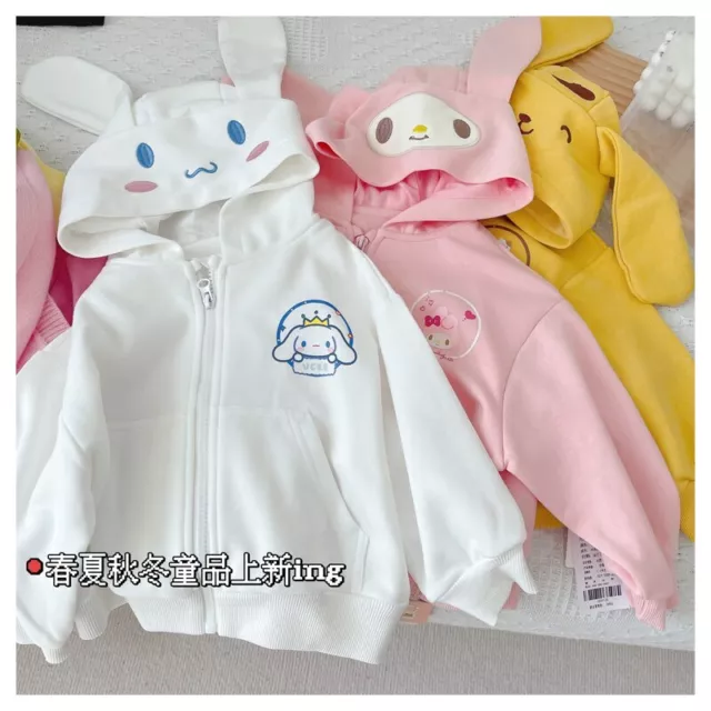 Felpa con cappuccio Sanrio Melody Kuromi Cinnamoroll Cane Carino Bambini 3