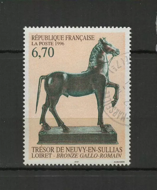 France 1996 art bronze cheval Y&T 3014 timbre oblitération ronde /TR8748
