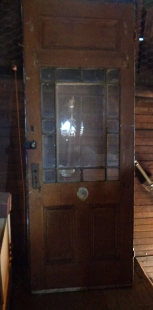 Antique 1860s Glass & Wood Door Architectural  82"(H)x31"x1.25 thick -PICK UP NJ 12