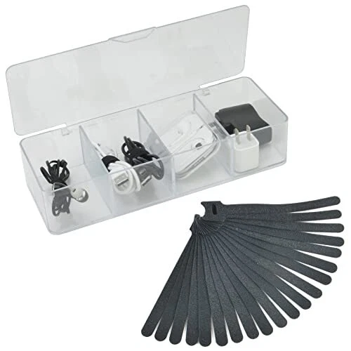 Electronics Organizer 4 Sections Clear Acrylic Cable Storage Bin Box Cord Hol...