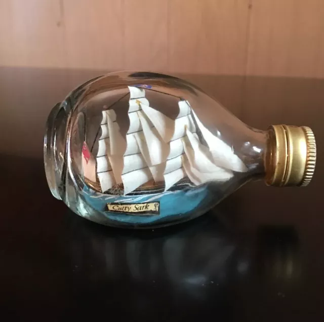 Boat In Glass Bottle Cutty Sark Ship Marshall Novelcrafts Made in England 3.5”