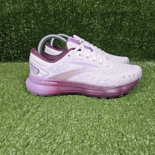 BROOKS GLYCERIN 20 White Orchid Lavender Athletic Running Shoes Womens ...