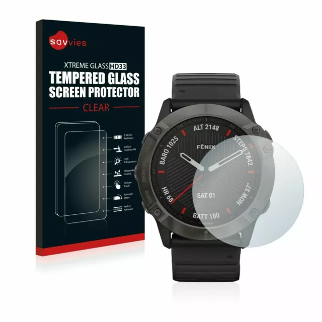 Garmin fenix 6X Pro , Savvies® Xtreme HD33 Tempered Glass Screen Protector