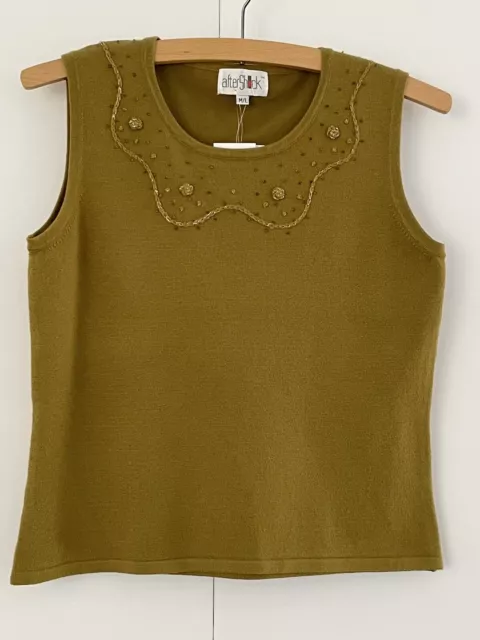 NWT Vintage Aftershock Chartreuse Green Embellished Sleeveless Vest Size 12 M/L