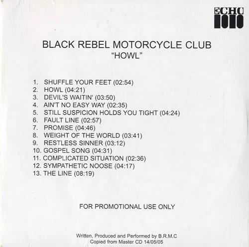 Black Rebel Motorcycle Club Howl CD album (CDLP) UK promo