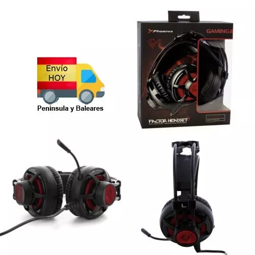 Auriculares Phoenix Gaming Con Microfono Led Rojo Compatible Pc Consolas