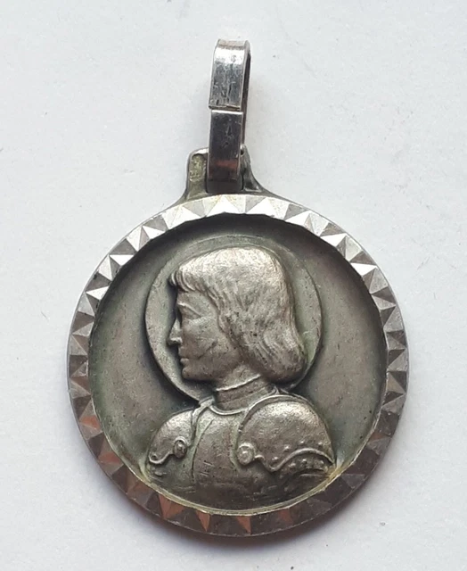 Médaille Broche En Argent Massif – Représente Jeanne D'Arc à Cheval – Occasion, Défauts D'ancienneté