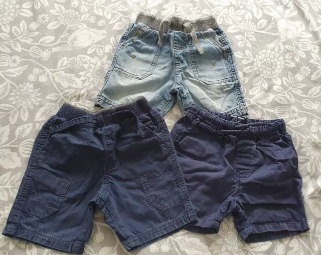 3 X Boys Shorts Age 18-24 Months Next & George Denim Navy