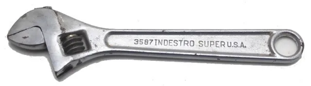 Vintage Indestro Super 8" Adjustable Crescent Wrench Model 3587 Made in USA Used
