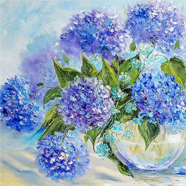 Flower Oil Paint By Numbers Kit DIY Drawing Picture for Adults Home Decoration #
