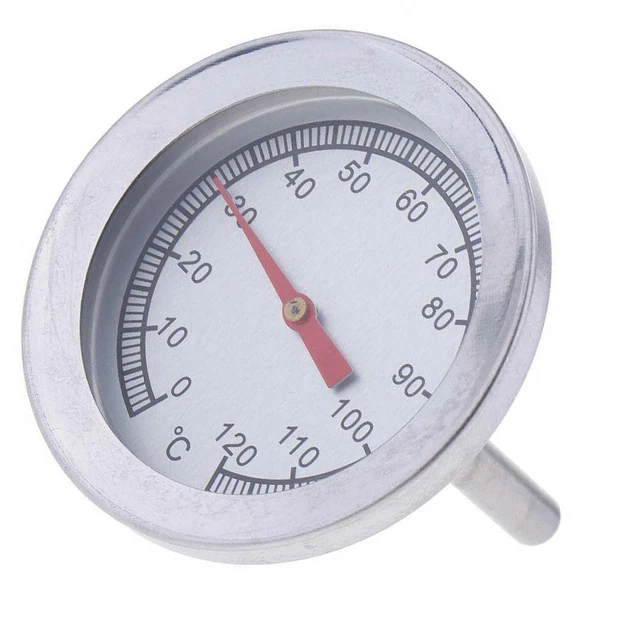 Termometro Puntatore Quadrante 0-120 °C 1pz Barbecue Carbone Acciaio Inox