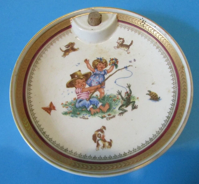 ASSIETTE SYSTEME BOUILLIE Enfant Ours Porcelaine De Limoges French Art