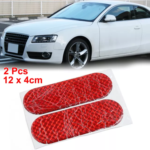 New 2pcs Car Red Reflective Sticker Auto Exterior Reflector Decal Warning Bumper