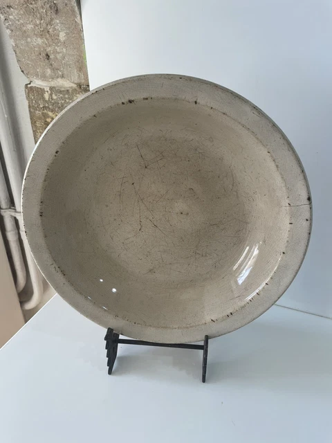 Plat Rond creux faïence blanche XIX eme Digoin Sarreguemines Patine SHABBY
