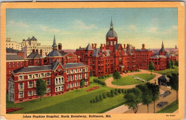 Baltimore MD-Maryland, Johns Hopkins Hospital, Aerial, Vintage Postcard