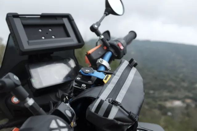 Dual Sport Motorcycle Handlebar Bag Giant Waterproof Zigzag Stitching, Loop Ties