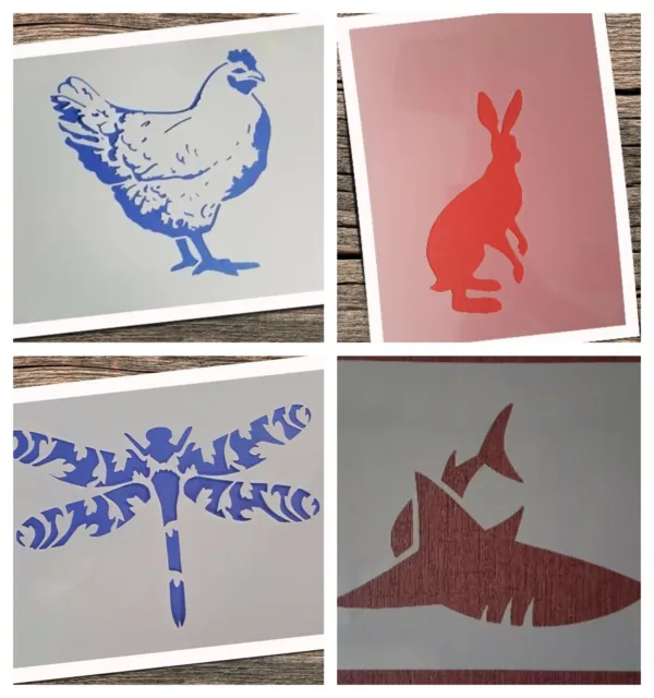 Schablone Hase Bastelschablonen Stencil Wandtattoo Huhn Hai Tier Libelle Ostern