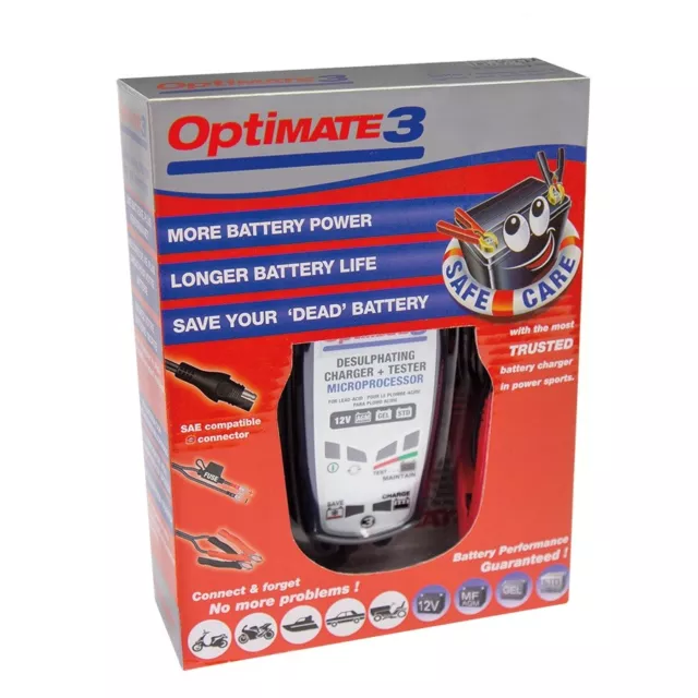 Chargeur Tecmate Optimate 3 TM-430 pour moto de 3 à 50ah nouveau modèle 2