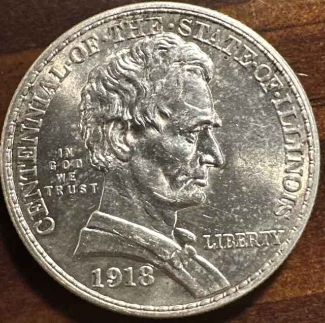 1918 Illinois Lincoln Commemorative Silver Half Dollar