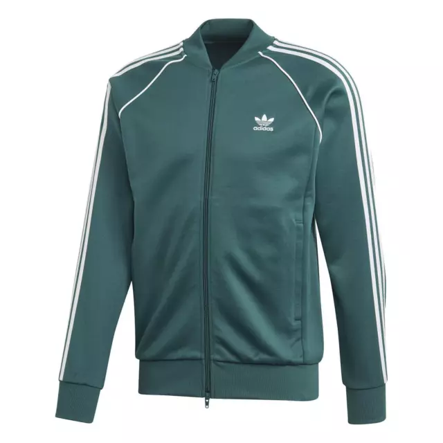 Adidas Originals da Uomo Sst Giacca Tuta Verde Bianco 3-STRIPE Superstar Nuovo