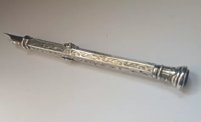 ANTIQUE  SOLID SILVER COMBINATION RETRACTABLE  PENCIL c1900.
