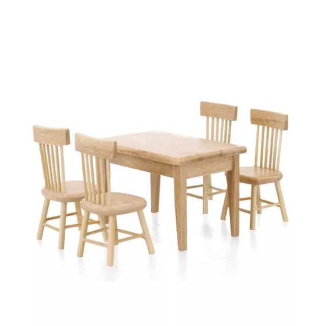1/12 Miniature Dollhouse Furniture Wooden Dining Table Chair Simulation To$r