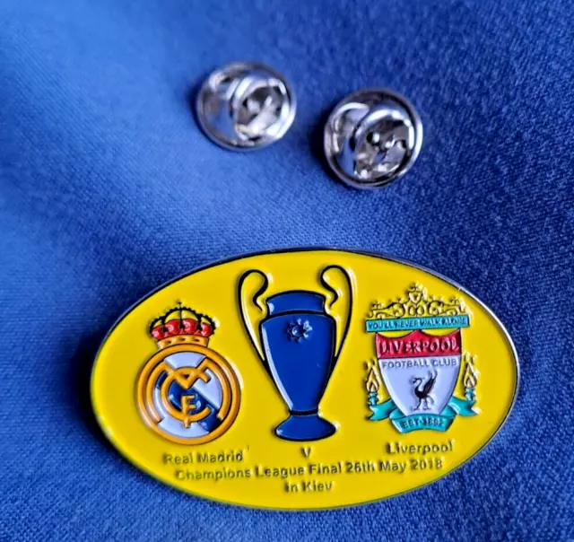 REAL MADRID v LIVERPOOL CHAMPIONS LEAGUE FINAL 2018 KIEV PIN BADGE YELLOW