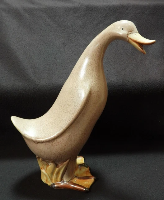 Antique Large Light Brown Glazed Porcelain Duck or Goose 13" Tall 7