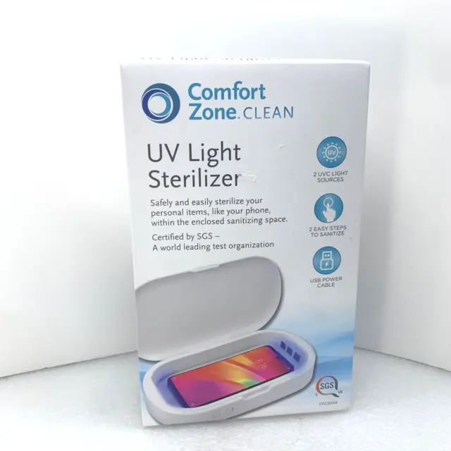 Smartphone Esterilizador SGS Comfort Zone Clean CPC2008 Luz UV, Color Blanco, Nuevo