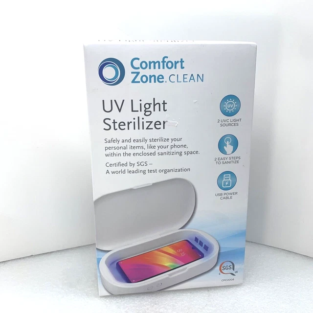 Smartphone Esterilizador SGS Comfort Zone Clean CPC2008 Luz UV, Color Blanco, Nuevo