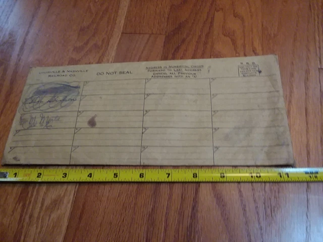 Vintage Railroad Louisville Nashville Letter Correspondence Envelope L&N RR Form