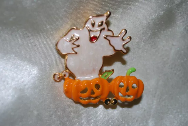 Ghost Pumpkin Pin Halloween Jack O Lantern Spooks Ghouls Casper Trick Or Treat