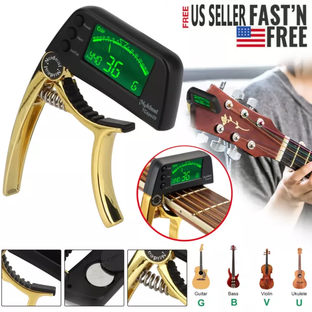 Professional LCD Tuner Acoustic Electric Chromatic Capo for Guitar Bass Ukulele