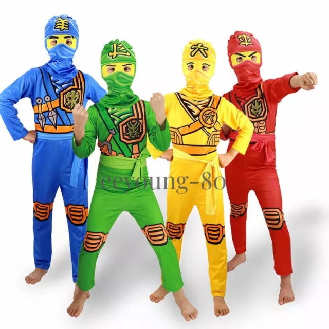 Kids Child Lego Ninjago Costume Boys Ninja Cosplay Christmas Party Fancy Dress
