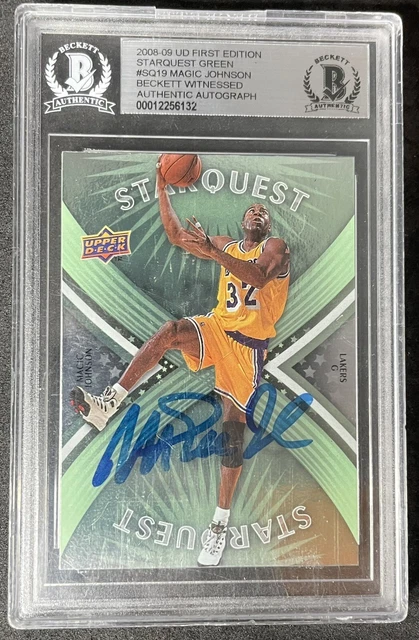 2008-09 UD First Edition Starquest Green Signed Magic Johnson Beckett Auth.