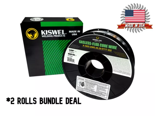 USA MADE (2Rolls) K-NGS E71T-GS .030 in.Dia 10lb. Gasless-Flux Core Wire Welding