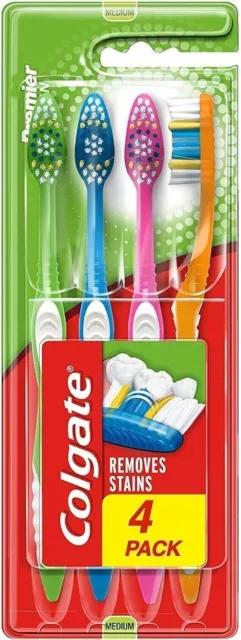 Colgate Zahnbürste Premier Clean Medium - entfernt Flecken (4 in einer Packung)/X6 2