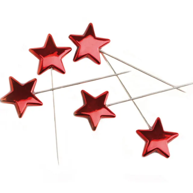 Agujas de Rosa Perlas 24x Chinchetas Advent Shiny Estrella Rojo