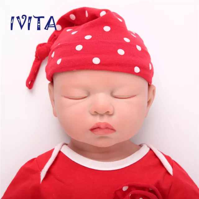 IVITA Lifelike 18'' Eyes Closed Silicone Reborn Baby GIRL Realistic Doll 3.2KG 2