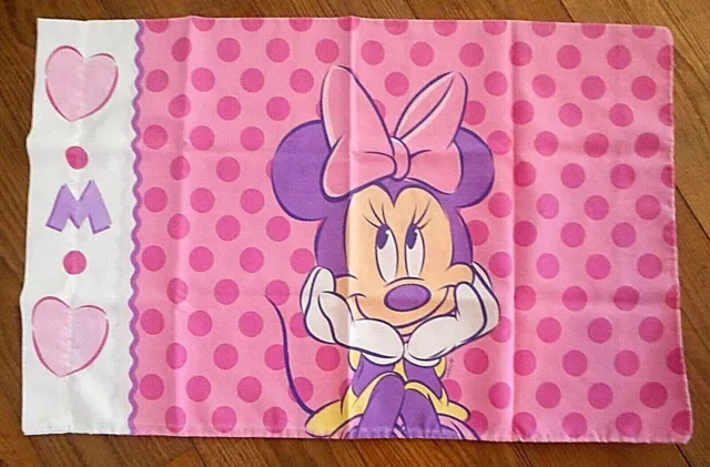 Funda de almohada estándar Disney Minnie Mouse niña rosa púrpura blanco lunares