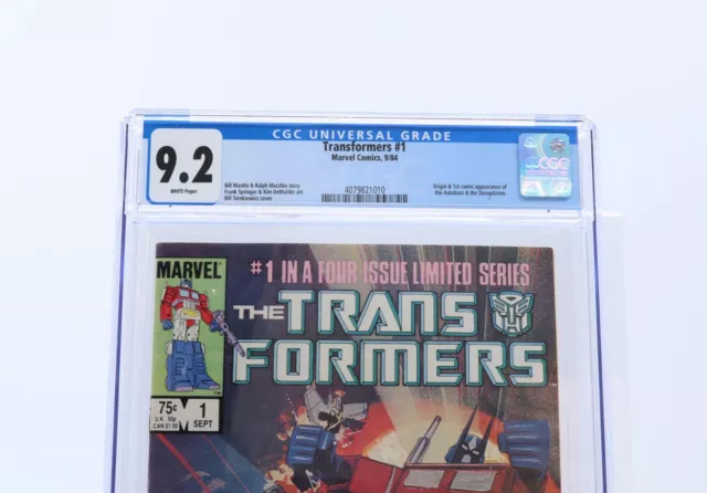 Transformers CGC GRADED 9.2 Off-White Pages Marvel Comic #1 Sept. 9/84 3