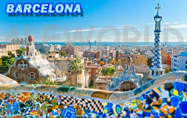 Dream City Barcellona Spagna 3D magnete frigorifero in resina, souvenir da viaggio, fatto a mano, decorazione per la casa e la cucina, regalo