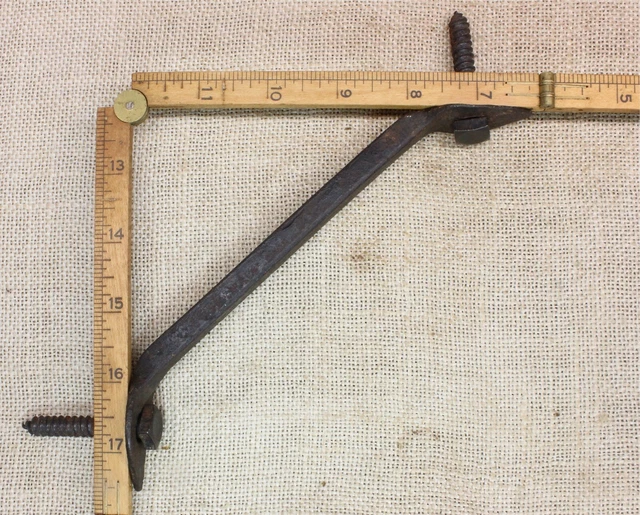 Old Shelf Bracket Support Blacksmith made Wrought Iron Vintage Square Lags