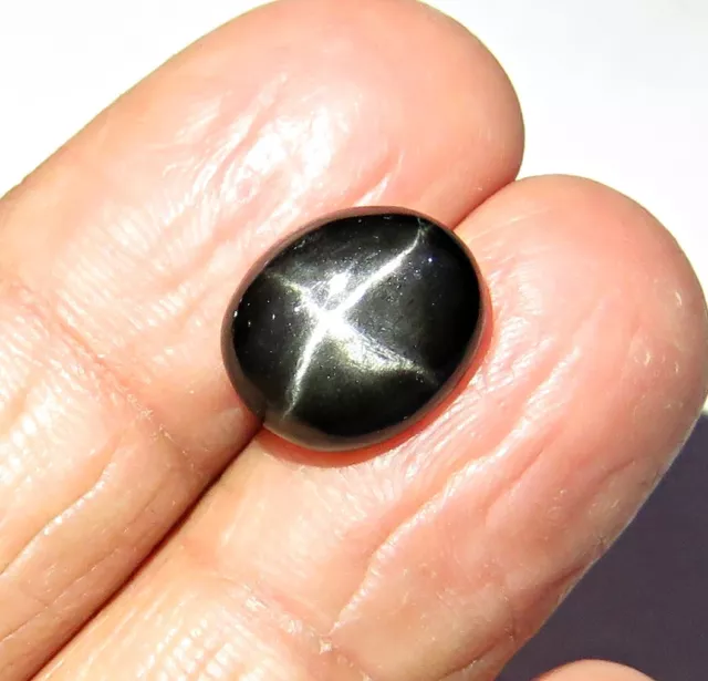 4.95 Cts Natural 4 Ray Black Star Diopside Oval Cabochon loose Gemstone