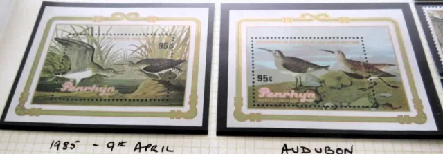 Penryn Cook Islands 4 Stamps + 4 Mini Sheets - Birds John J. Audubon - MNH 3